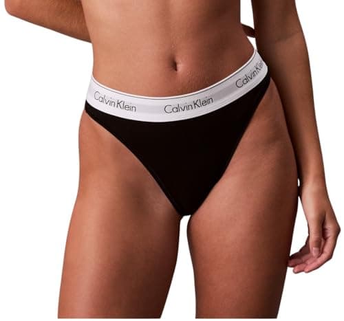 Image of Calvin Klein Women’s High Leg Bikini Briefs with Logo Waistband, Black (Black), M