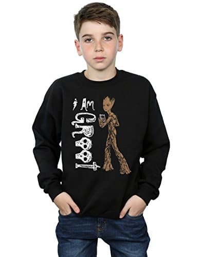 Image of Marvel Boys Avengers Infinity War I Am Teenage Groot Sweatshirt Black 9-11 Years