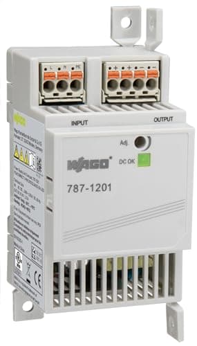 Image of WAGO Compact Power Supply 787-1201, 1-Phase, Clocked Power Supply, DIN-rail Power Supply (DIN-rail), 12 VDC, 2.5 A, DC OK LED