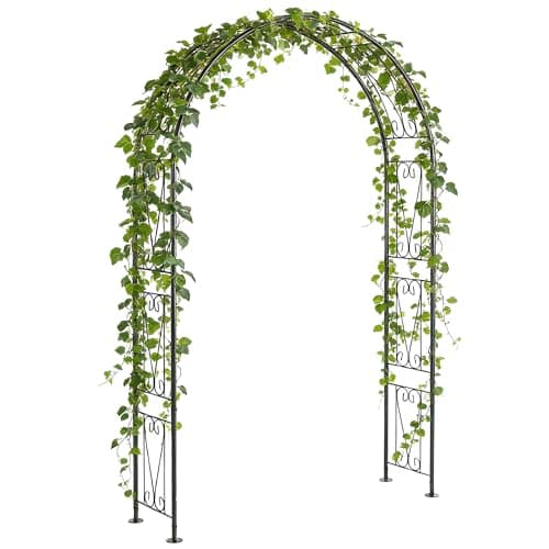 Image of Outsunny Garden Arch, Arbour Trellis for Climbing Plants, Rose Arch for Party, Wedding Garden Decoration, 155 x 40 x 246 cm, Black