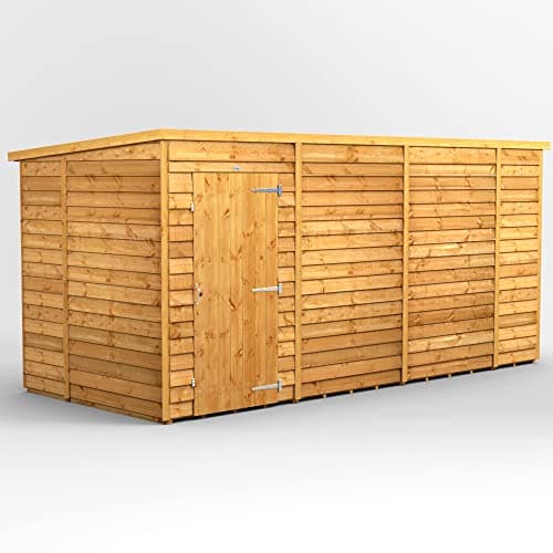 Image of Powersheds High Grade Premium Pent Overlap Wooden Shed, Security Features, Door Flexibility, made from 10 mm Extra Thick Timber (Windowless)