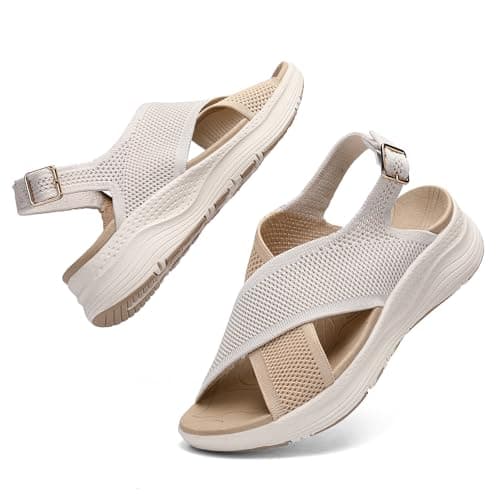 Image of Hanani Womens Orthopedic Sandals Adjustable Strap Sandals Arch Support Ladies Summer Wedge Slingback Sliders Platform Walking Shoes Washable Slide Sport Girls Casual Thick Bottom Beach Shoes