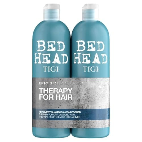 Image of Bed Head by TIGI Recovery Shampoo & Conditioner Set, 2x 750ml, Deep Moisture for Dry & Heat Damaged Hair, Salon-Pro Hydrating Treatment to Control Frizz & Colour Protection
