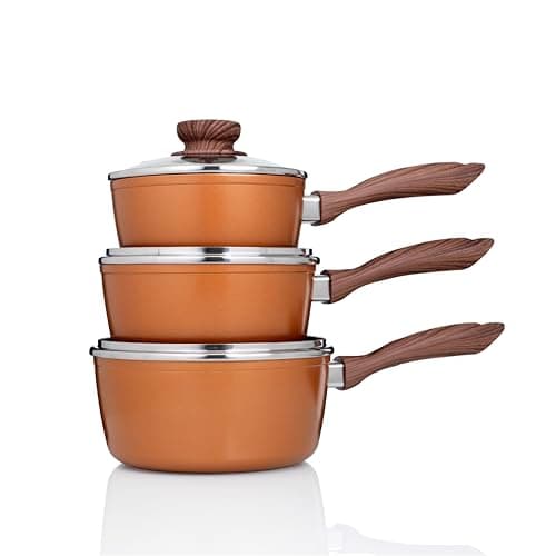 Image of Copper Stone Pans: Saucepans - 6 Piece pan Sets in The Amazing Copper Stone Range of Non-Stick cookware