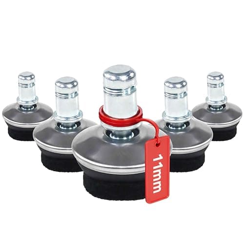 Image of hjh OFFICE set of 5 felt glides 11mm pin for office chair STAND FZ Floor glides Foot glides for hard floors with felt coating, silver