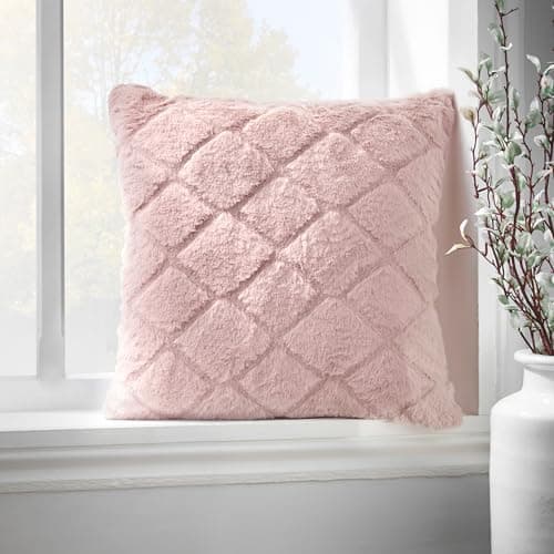 Image of Catherine Lansfield Cosy Diamond 43x43 cm Filled Cushion Blush