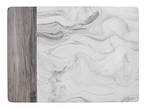 Image of Creative Tops C000318 ‘Marble’ Printed Cork-Backed Placemats, Rectangular, White / Grey, 30 x 23 cm, Set of 6, Medium Placemats