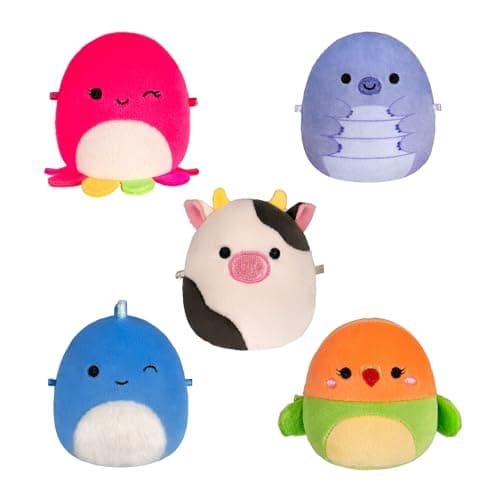 Image of Squishmallows Original Micromallows Plush 5-Pack - Bear, Cow, Dinosaur, Love Bird & Octopus 2.5-Inch Plush