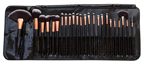 Image of Rio Professional Cosmetic Makeup Brush Set, Full 24 Piece Cosmetic Kit with Soft Synthetic Bristles, Eyeshadow, Foundation, Contour & Lip Brushes, Travel Pouch Included, Beginner Friendly Beauty Tools