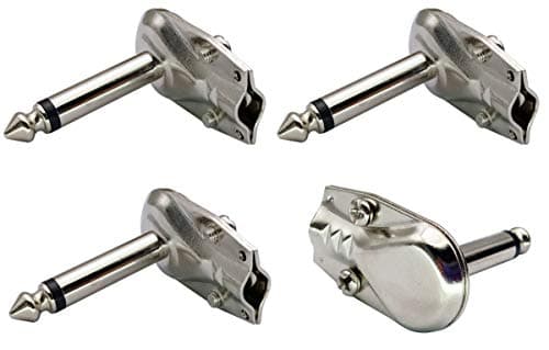 Image of AAOTOKK 90 Degree 6.35MM Adapter Golden Plated Right Angle 6.35mm 1/4 Inch TS Mono Male Flat Pancake Style Plugs Connectors for Speaker,Patch Cable,Guitar.(4 Pack/2 Pole)