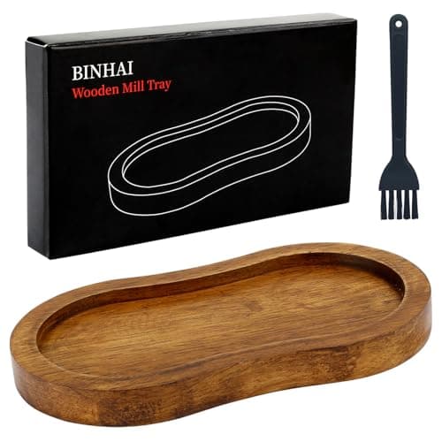 Image of BINHAI Salt and Pepper Wood Mill Tray, Retro Colour Pepper Grinder Rest, Work Surface and Dining Table Protector (Pepper Mill not Included)