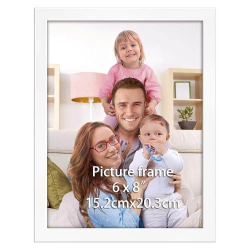 Image of Giftgarden White 8x6 Photo Frame, Sleek Thin Design Picture Frames 8x6 for Tabletop or Wall Displays