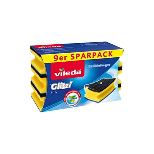 Image of Vileda Glitzi Plus Washing Up Sponge with Anti-Bacterial Coating/Thorough, Hygienic and Absorbent