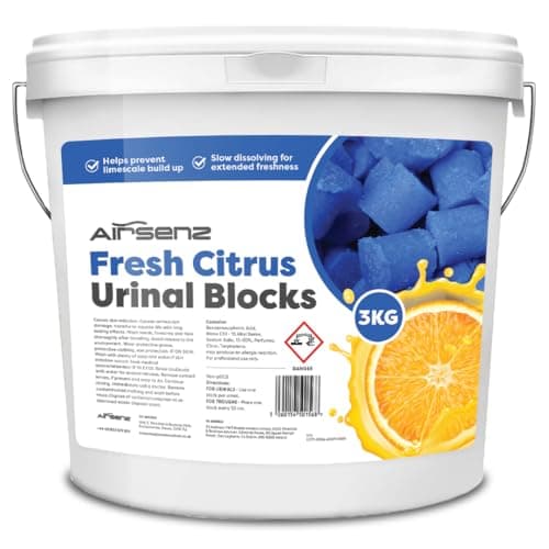 Image of Airsenz Urinal Blocks 3KG - Fresh Citrus Fragrance - Eliminates Odours and Prevents Blockages- Slow Dissolving - Suitable for Urinal or Trough Use