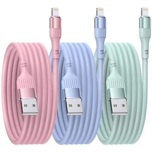 Image of Nebite iPhone Charger, 3PACK 10FT/3M MFi Certified Lightning Cable Fast Charging TPE Long iPad Charger Compatible with iPhone 14 13 12 11 Pro Max Pro XS X XR 8 7 6 (3PACK10FT)