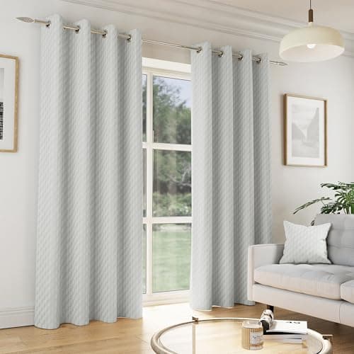 Image of Enhanced Living Tokyo Soft Velvet Eyelet Grey Curtains for Living Room - 66x54 inch (168x137cm) - Noise Reducing, Thermal Curtains for Bedroom - 2 x Curtain Panels