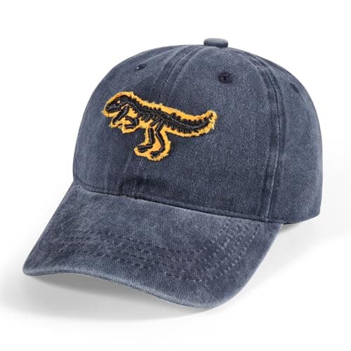 Image of Jupsk Boys Baseball Cap Baby Sun Hat UV Protection Summer Bucket Hat Washed Denim Dinosaur Beach Cap for Toddler Kids Children 3-8 Years