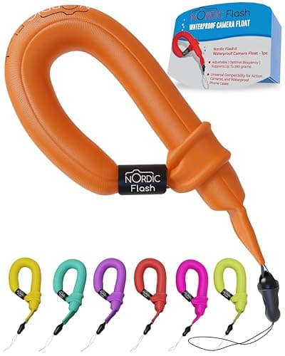 Image of Nordic Flash Floating Strap – Waterproof Camera & Phone Wrist Strap Float for GoPro, Olympus TG-7/TG-6, Fujifilm XP140 & More (1, Orange Pop)