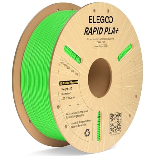 Image of ELEGOO Rapid PLA Plus Filament 1.75mm Green 1KG, PLA+ 3D Printer Filament Up to 600 mm/s High Speed Printing, Dimensional Accuracy +/- 0.02 mm, 1kg Cardboard Spool(2.2lbs)