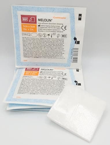 Image of Melolin Sterile Non-Adherent Dressings 5cm x 5cm – Pack of 25 | Low-Adherence, Absorbent Pads for Wounds, Cuts, and Burns