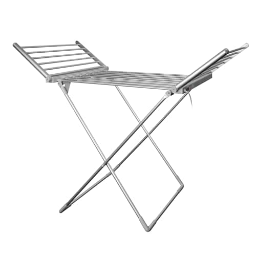 Image of Daewoo HEA1874 Foldable Portable Heated Clothes Airer-230W, 15kg Max Load, 1.4m Cable, Low Running Costs and Folded Wings-White, Aluminium