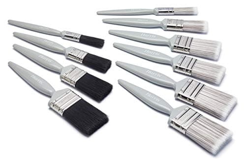Image of Harris Essentials Walls & Ceilings and Woodwork 10 Pack, 0, 1 x 1.5, 1 x 2 Gloss 1 x 0.5, 1 x 1, 2 x 1.5, 2X 2 Emulsion Paint Brushes