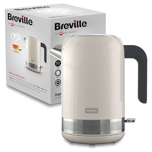 Image of Breville High Gloss Electric Kettle | 1.7L | 3kW Fast Boil | Cream & Stainless Steel [VKT153]