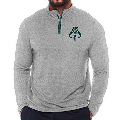 Image of Star Wars Boba Fett Mandalorian Logo Pullover Long Sleeve Shirt Sweatshirt Zipper Retro Vintage Men Adult (X-Large)