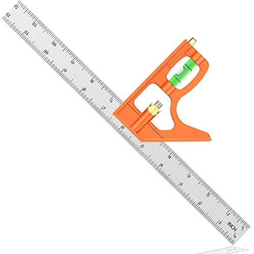 Image of Combination Square, Set Square Engineers Square 12Inch/300mm Stainless Steel Ruler, Adjustable Carpentry Square 45/90 Degree with Bubble Level, Measuring Tool for Carpenter/Engineer/Woodworking
