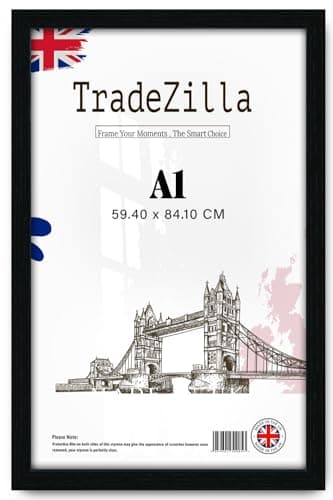 Image of TradeZilla | Traditional Picture Frame A1 (59.40 x 84.10 CM) - 594 x 841 mm Strong & Clear Perspex For Print/Photo/Wall Gallery-Family Photos 33x23 Inch [ Black ]
