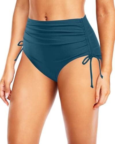 Image of Holipick Swimsuit Bottoms for Women - High Waisted Bikini Bottoms Tie Side Tummy Control Bathing Suit Bottom, Teal, Large