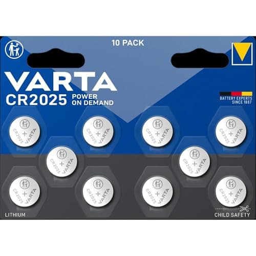 Image of Varta CR2025 battery 10 pack - lithium 3V coin cell