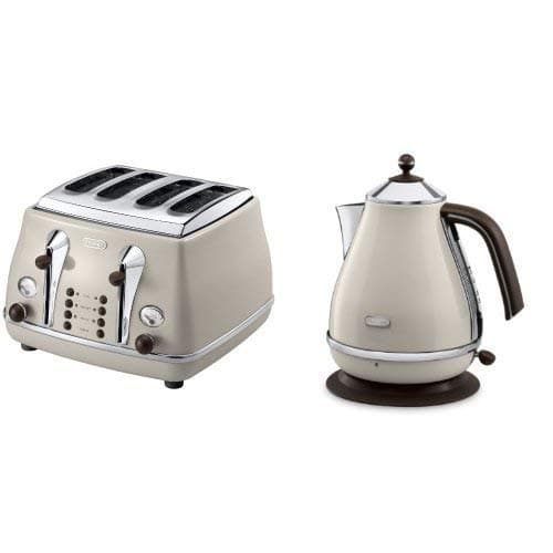 Image of De'Longhi Vintage Icona Dolcevita Jug Kettle and 4 Slice Toaster Bundle - Cream