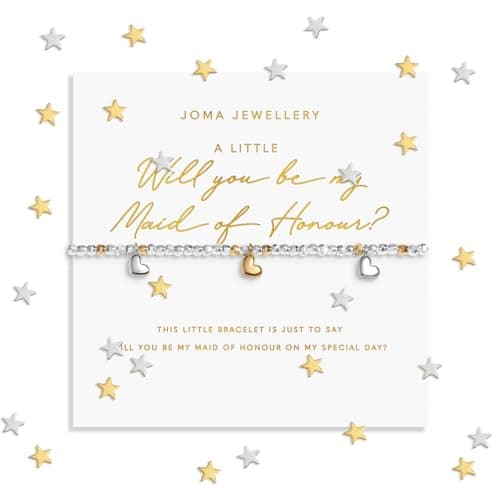 Image of Joma Jewellery SPARKLE CONFETTI A LITTLE WILL YOU BE MY MAID OF HONOUR Silver & Gold Plated Bracelet 17.5cm stretch