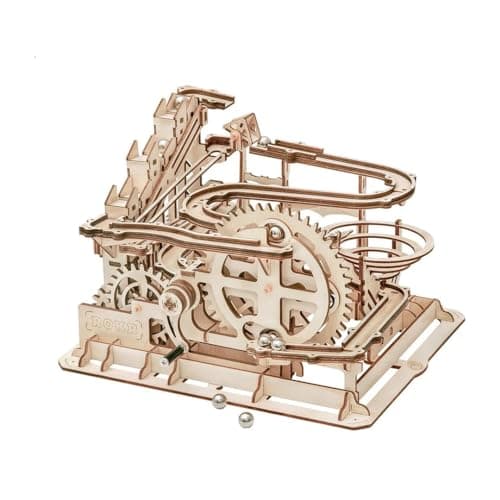Image of Robotime Marble Roller Coaster Clockwork Mechanical 3D Puzzle Game Woodcraft Construction Kit Adult Craft Set Puzzle Present (Waterwheel Coaster)