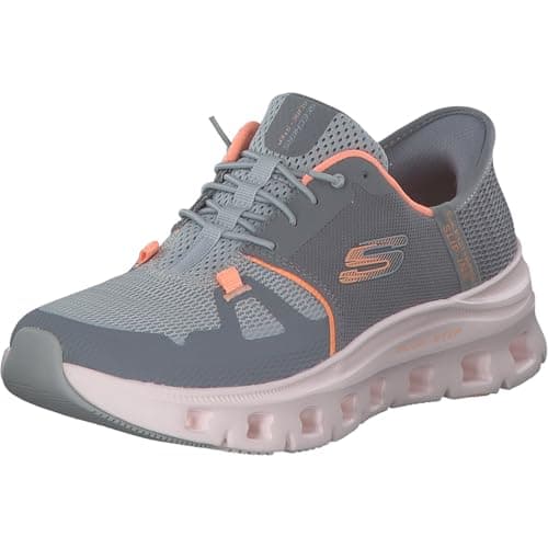 Image of Skechers Women's Glide-Step Pro Slip-On Sneakers, Gray Mesh/Orange Trim, 8 UK