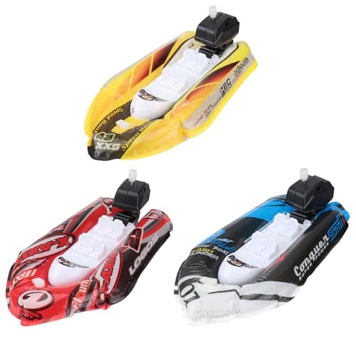 Image of STOBOK Inflatable Speedboat Toy Set for Bath and Water Play - Wind-up Mini Toy Boats for Kids Suitable for Bathtubs Pools and Beaches 6.7 X 4.7 X 1.6 Inches