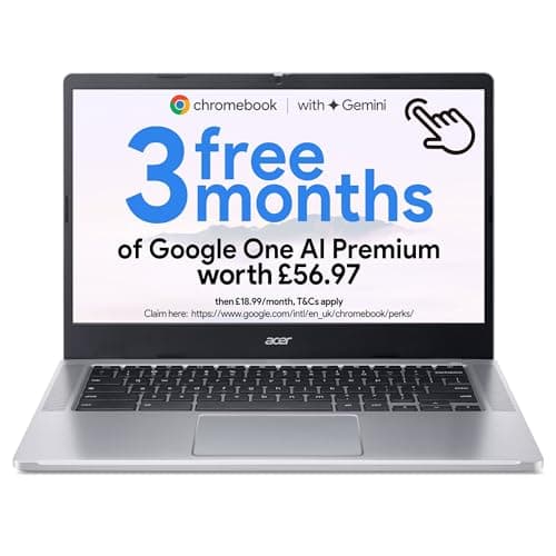 Image of acer Chromebook 314, 14-inch Full HD Touchscreen, Intel N100, 8GB RAM, 128GB Storage, Chrome OS, 11.5-Hour Battery
