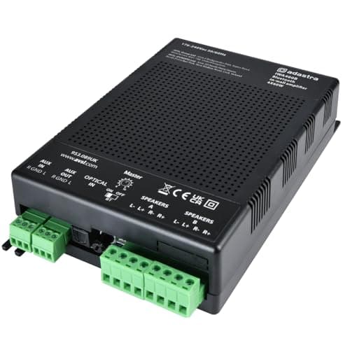 Image of Adastra | IWA460B In-Wall Bluetooth Amplifier | 4-Channel 4 x 60W @ 4Ω Multi-Zone Class-D Stereo Amp with Bluetooth, Optical & Aux Inputs | Compact Wall-Mounted Audio for Multi-Room Music & PA