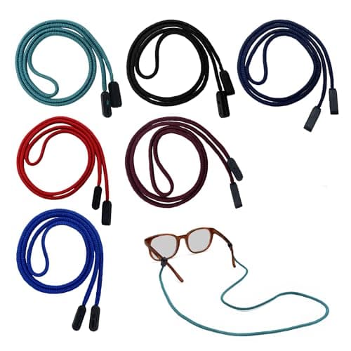 Image of 6PCS Safety Spectacles cord Sunglasses Strap Sunglasses Chain ,Sports Glasses Strap, Glasses Holder Neck Lanyard, Non-slip Protection, Suitable for Kids Adults (Black/Green/Red/Navy/Wine Red/Blue)
