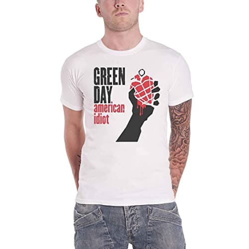 Image of Band Monkey Green Day Unisex T-Shirt American Idiot White (XX-Large)