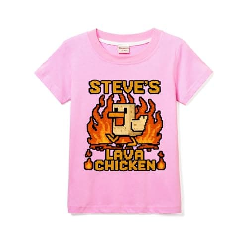 Image of Lava Chicken Girls Boys T-Shirts Kids Cotton Tee for 3-13 Years (Pink,5 Years)
