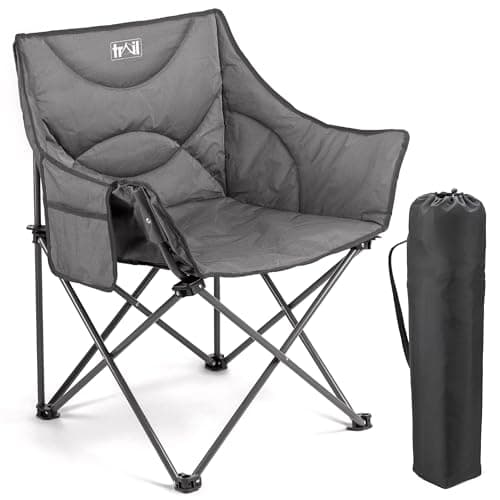 Image of Trail XL Padded Camping Chair for Adults, Lightweight Portable Folding Outdoor Chair, All Round Wraparound Padding, Heavy Duty Steel, Luxury Duoweave Fabric, Pocket, Carry Bag (H88cm x W70cm x D53cm)