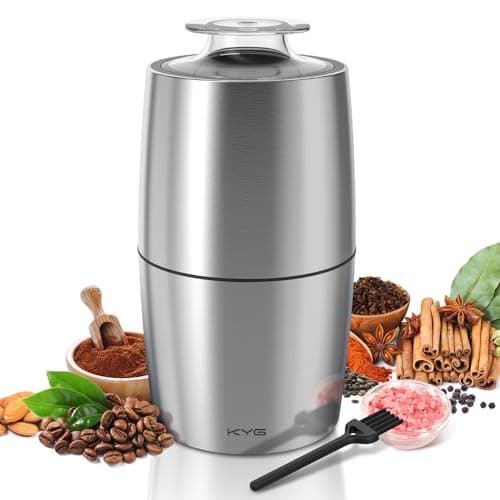 Image of KYG Electric Coffee Grinder - Stainless Steel 300W Motor, 70g Capacity, Low Noise 45dB for Coffee Beans, Spices, etc