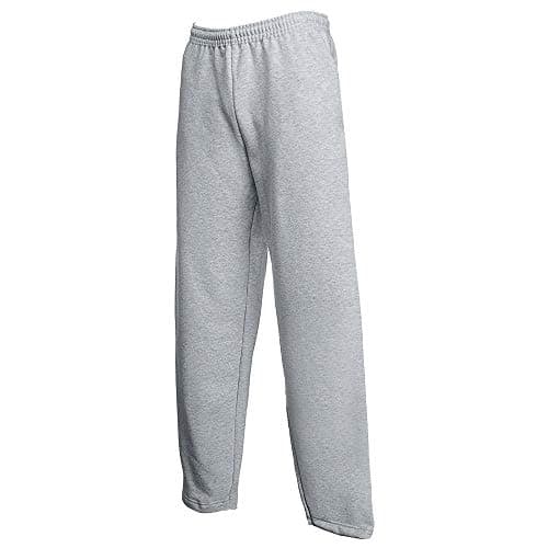 Image of Fruit of the Loom Mens Open Hem Pants Joggers, Heather Grey, M UK