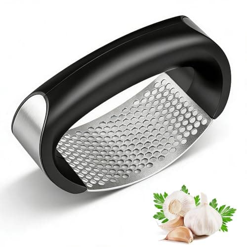 Image of Armo® Garlic Press Garlic Crusher Kitchen Stainless Steel Garlic Rocker 304 Food Grade Garlic Crusher Ergonomic Handle Garlic Peeler