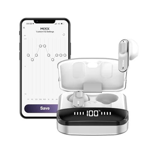 Image of Mixx StreamBuds Ultra Hybrid True Wireless Earbuds, Bluetooth Wireless Earphones, 24-Hour Battery, Zinc Alloy Case, Customizable Sound with Mixx App (Silver-white)