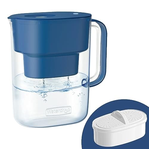 Image of Waterdrop Lucid Water Filter Jug with 1×90 Days Filter, 3.5L, Reduces Fluoride, Chlorine and More, NSF Certified, BPA Free, Classic Blue (Replacement Filter: WD-PF-01A Plus)