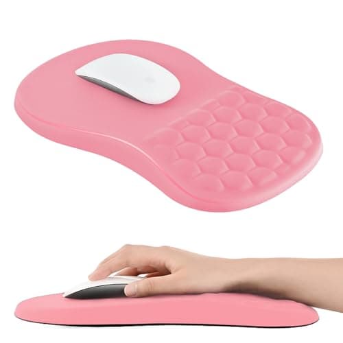 Image of EooCoo Ergonomic Mouse Mat Wrist Support with Massage Design, Gaming Mouse Pad, Wrist Rest Pain Relief Mousepad with Smooth Lycra Surface & Non-Slip PU Base, Home Office PC Desk Accessories, Pink