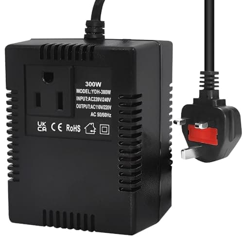 Image of 300W Voltage Converter, Step Down Transformer 220V/240V to 110V/120V, UK Plug Voltage Convertor Transformer with Temperature Protection, Intelligent Adapter Travel Power Adapter for Home, Hotel